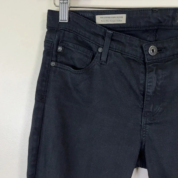 AG Adriano Goldschmied The Stevie Cuff Ankle  Straight Petite Dark Wash Jeans - Picture 4 of 13